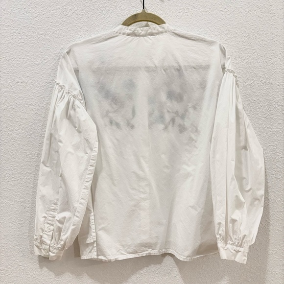 Two by Vince Camuto | White floral embroidered boxy button up blouse - Picture 5 of 6